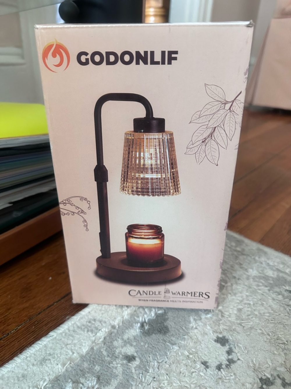 Black Candle Warmer Lamp with Glass Shade